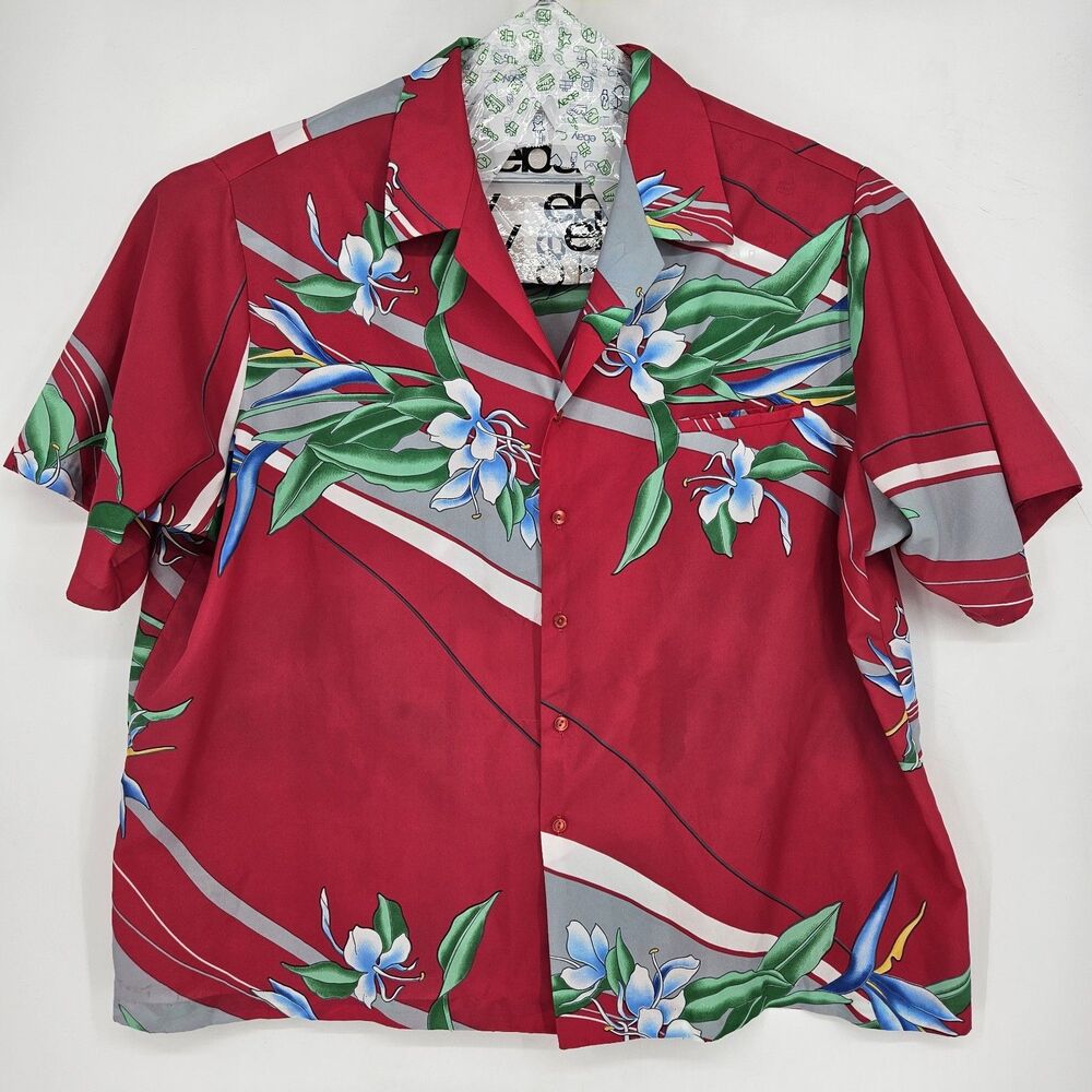 Vintage Hilo Hattie Shirt Mens 5XL Floral Hawaiian Camp Aloha Short Sleeve‎